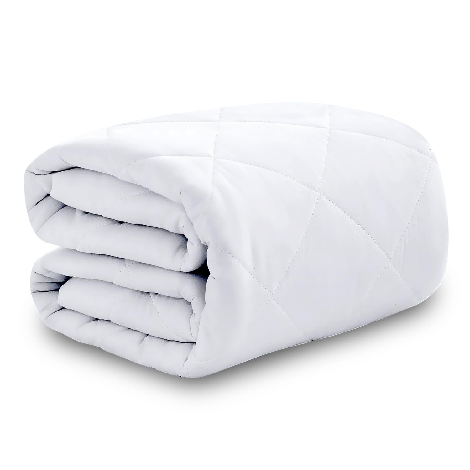 Gc Gaveno Cavailia White King Micro Percale Quilted Mattress Protector King Size, Breathable & Hypoallergenic Extra Deep Bed Mattress Pad, White
