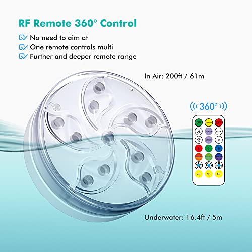 Kiwihome Submersible Led Pool Lights, Pond Lights With Remote, 16 Colors Underwater Lights, Ip68 Waterproof Magnetic Bathtub Light Hot Tub Light With Suction Cups For Fountain Swimming Pool Aquariums #TOP2