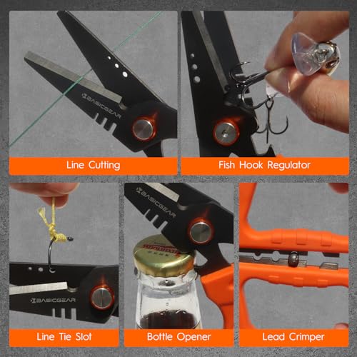 BasicGear Fishing Multi-Tool Scissors, 440A Stainless Steel - image 3