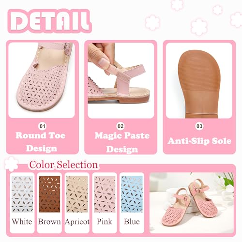 Image of Flaryzone Girls Sandals Closed Toe Summer Flats Dress Sandals Shoes Toddler /Little Kid