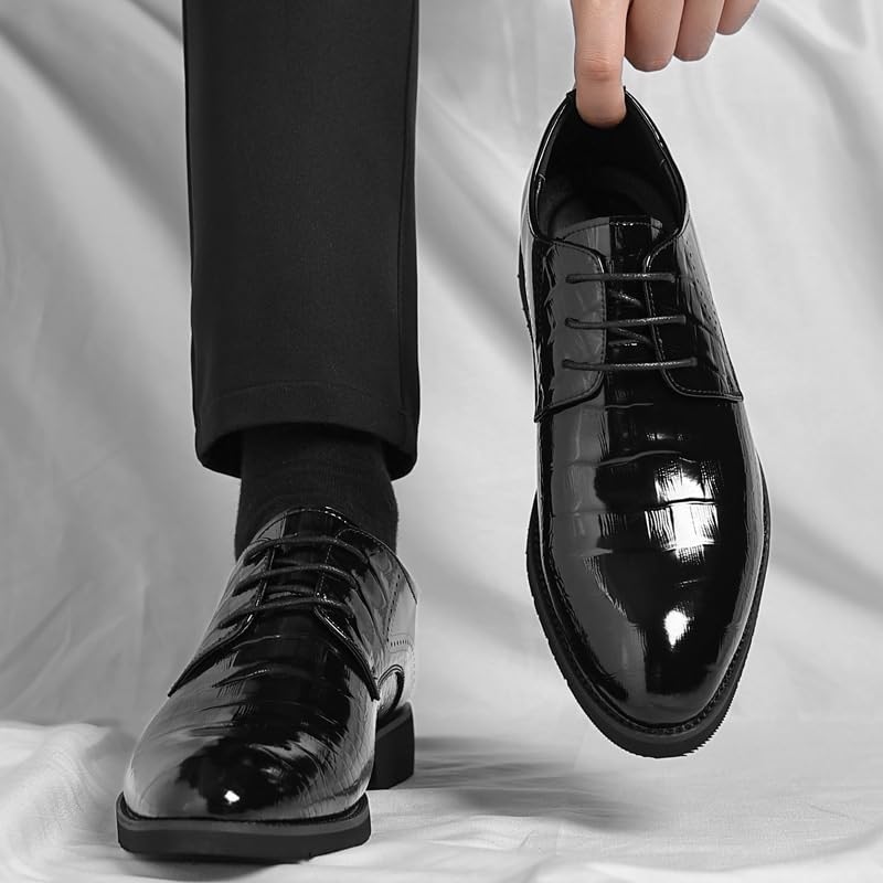 Men's Classic Dress Shoes Modern Formal Lace Up Men Oxfords Shoes Pointed Toe Tuxedo Derby Shoes4