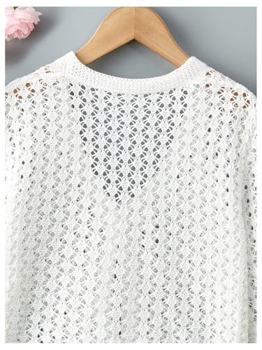 GORGLITTER Girl's Crochet Cropped Cardigan Knit Tie Front Tops Cute Long Sleeve Bolero Shrug Lightweight Sweaters Trendy 20254
