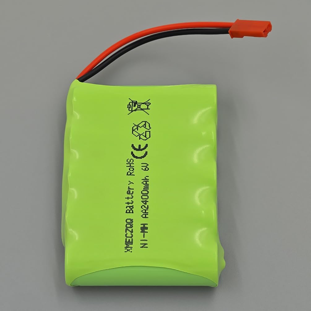 Batteria NiMH da 6 V, 2400 mAh, 2 batterie di riserva RC con spina JST, adatta per giocattoli telecomandati come auto telecomandate, veicoli di ingegneria telecomandati, telecomando