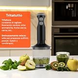 Wintem - Blender nurkowy 4 w 1 z bardzo wytrzymałym ostrzem ze stali nierdzewnej, akcesoria do siekania, ubijania i mieszania, idealny do smoothie, zupy i sosów kremowych
