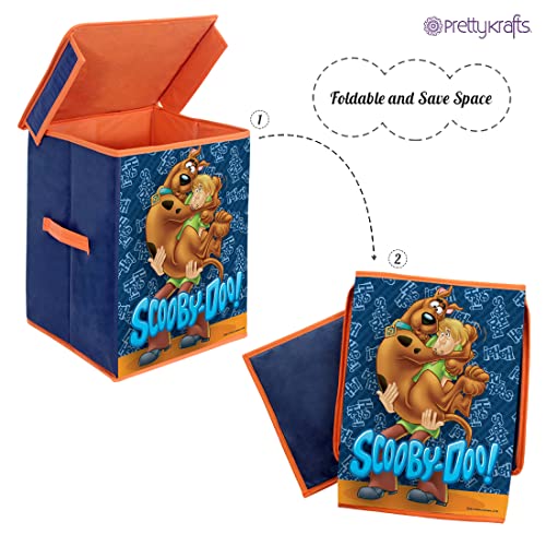 Image of PrettyKrafts Scooby-Doo Larger Storage Cubes [1-Pack] Foldable Storage Boxes with Lids, Collapsible Storage Bins Organizer Basket with Sturdy Handles for Home, Nursery, Closet (11 inch x 11 inch x 15 inch), Blue