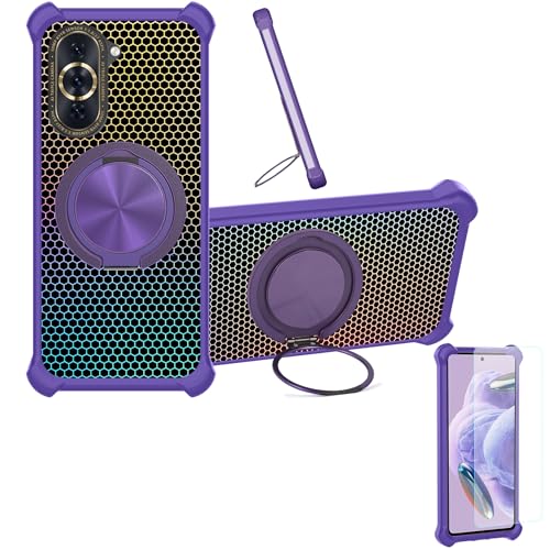 Kinetijy Case Compatible for Huawei Nexus 6p Phone Case Cover [with 1* Tempered Glass Screen Protector] Hybrid Case[360°Ring Support, Magnetic] CX-07-ZI