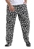 GLSEZID Men's Ice Juice Cups Print Chef Pants Beverage Store PantsUA Chef Men’s Shark Print Fit, 100% Cotton, Elastic Waist (US,X-Large, Ice Juice Cups)