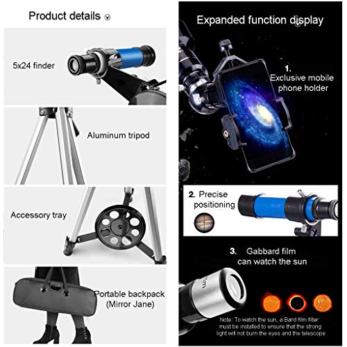 Telescopio refractor 70mm apertura 400mm con trípode y bolsa miniatura 4