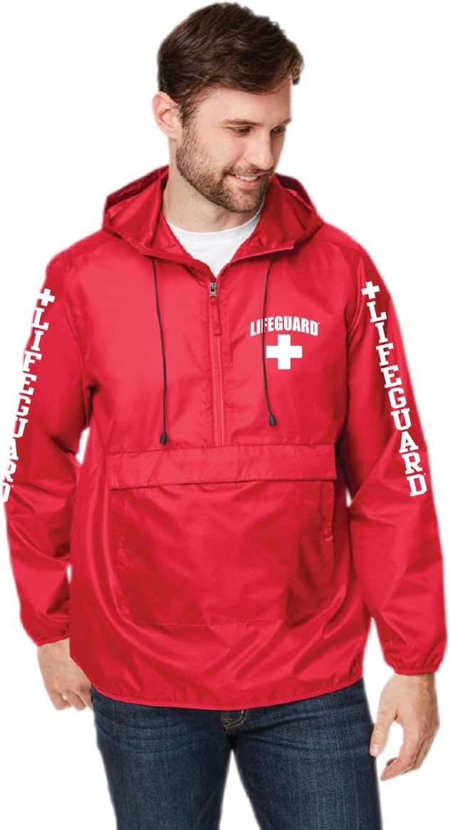 Windbreaker Quarter Zip Jacket - Water and Wind Resistant 100% Nylon Ideal for Men, Teens, Girls.