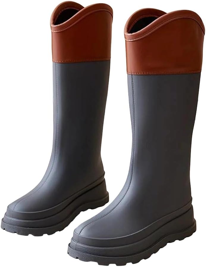 Women's Waterproof Tall Rain Boots For Outdoor Camping Stylish Thick Sole Durable Galoshes