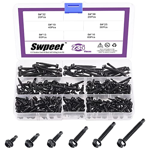 Kit Tornillos Autoperforantes Acero Inoxidable #8 Hexagonal 235 Pcs miniatura 1