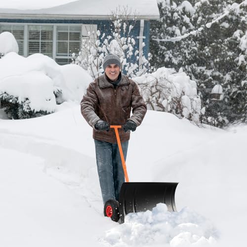 Gymax GM1834 Snow Shovel, 29 Inch Snow Shovel For Driveway With 10 Inch Pneumatic Wheels thumb #6