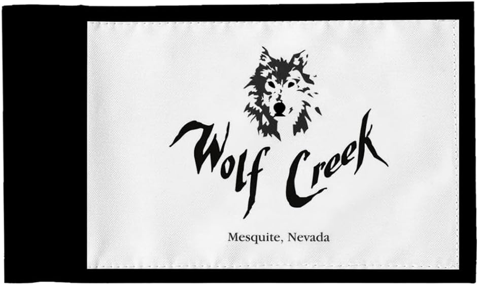 The Wolf Golf Course Mesquite Nevada Golf Pin PGA Flag Practic Putting Green Golf Flag For Backyard Garden Double-Sewn 600D Nylon Miniature Pin Flag (20"X13"Grommet)