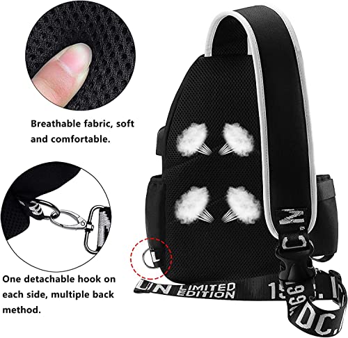 Luminous Sling Bag Cross Body Shoulder Backpack Multifunction Chest Bag for Men Boys Travel Sports Skull4