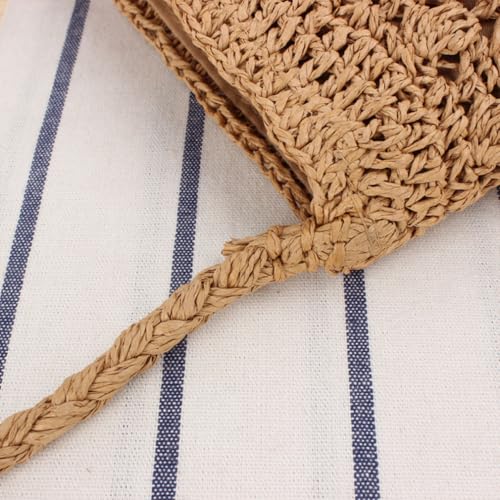 Straw Bucket Bags Women Crossbody Bag Boho Purses Woven Handbags Brown Cute Shoulder Bag4