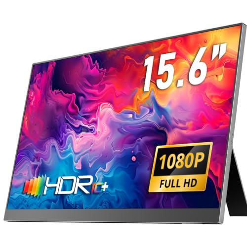 Migliori monitor portatili Yodoit Monitor Portatile, Schermo IPS da 15,6' 1920×1080P FHD con Supporto Integrato, Connettività USB-C e HDMI, Altoparlanti Integrati, per Laptop/PC/Mac/PS3/4/5/Xbox
