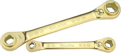 Miniatura 9 de TRUE MECHANIC Juego de llaves de trinquete reversibles GPlating de 2 piezas, 10 en 1 72T, SAEmétricas