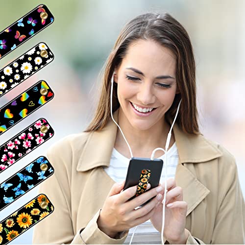 Image of Weewooday 6 Pieces Phone Grip Holder Cell Phone Grip Strap Telescopic Finger Strap Stand Universal Finger Kickstand for Most Smartphones(Vibrant Color,Floral)