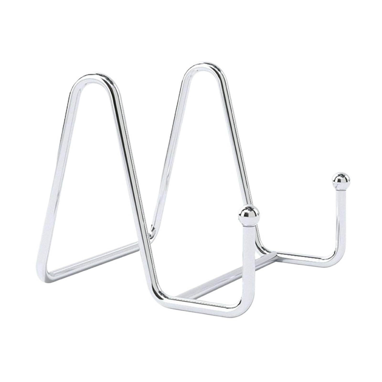 MYUYEE Tabletop Picture Stand Plate Display Stand Picture Easel Metal Stands Holder Pictures Frame Photo Decorative Dish Tabletop Art (Silver )