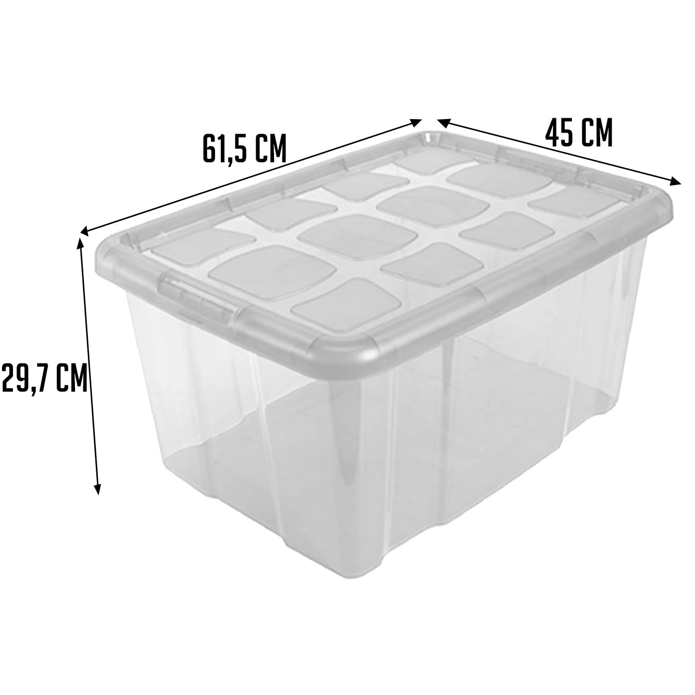 Acan Tradineur - Confezione da 2 scatole di immagazzinaggio – Realizzato in plastica – Contenitore per giocattoli, libri, vestiti, coperte, n. 18 (Transp.) 45 x 61,5 x 29,7 cm - 60 litri