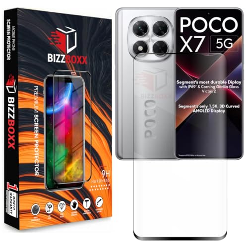 Image of Compatible With POCO X7 5G Full Glue Tempered Glass Screen Protector Guard With Curved Edges - Anti-Fingerprint, Full Glue Screen Guard, UV Glue Not Required (For POCO X7) - Pack of 1