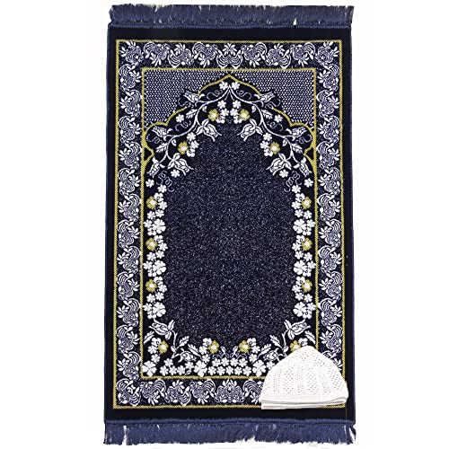 Tapete de oración islámico Modefa de terciopelo azul