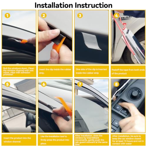 Image of in-Channel Rain Guards for 2023-2026 Toyota Sequoia, Window Visor Shields Vent Deflector Shade Wind Dark Smoke 2024 2025 23 24 25 26, Tape-On Inside-Mount, 4PCS