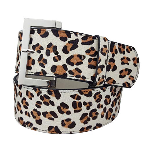 Hot Trendy Cow Hair Leather Wide Belt in Animal Print With Slight Stretch Function