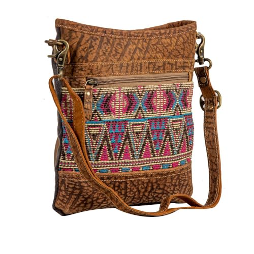 Western Leather Shoulder Bag for Women - Upcycled Canvas Crossbody Bag Colors of the Southwest2