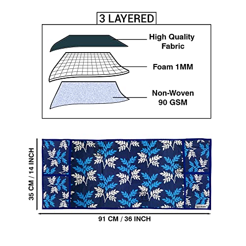 Image of Polyester 3-Layered Microwave Oven Top Cover With 4 Utility Pockets Suitable for Upto 30 Liter (Color- Blue, Size-36x14 In)
