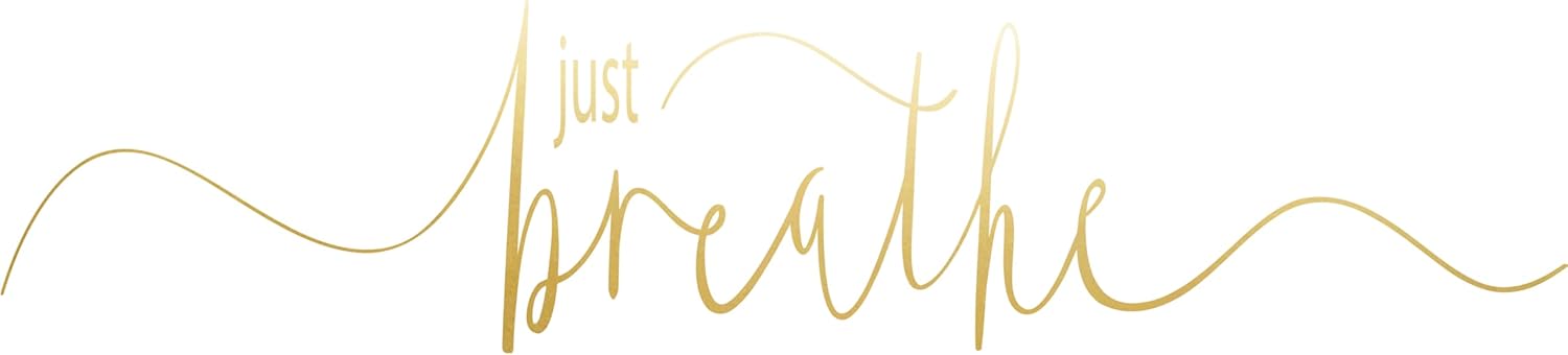 Just Breathe Vinyl Wall Decal – Elegant Gold Script Motivational Quote for Bedroom, Yoga Room, or Office – Peel & Stick Inspirational Wall Art – Modern Minimalist Decor (4098ig)