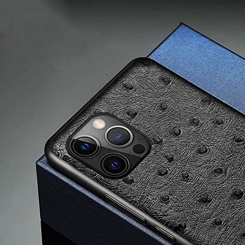 Coque iPhone 14 Pro Max en cuir d'autruche marron élégante