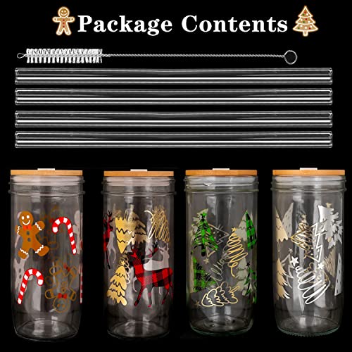 Christmas Mason Jar Cups, 24Oz Christmas Mug With Lid And Straw Christmas Tumbler Drinking Glasses Coffee Cups Cookie Jar Decor Glassware Water Bottles Xmas Home Decorations Gift For Women Kids Men #TOP6