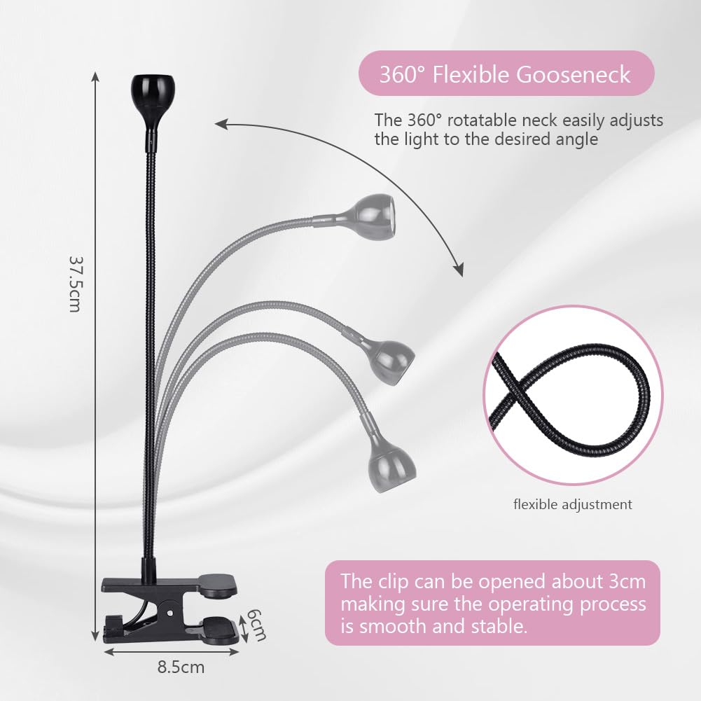 LOPHE Mini Lampada UV LED Unghie, 3W Torcia LED con Clip, Testa Regolabile 360°, USB Adatto per Manicure Accessori