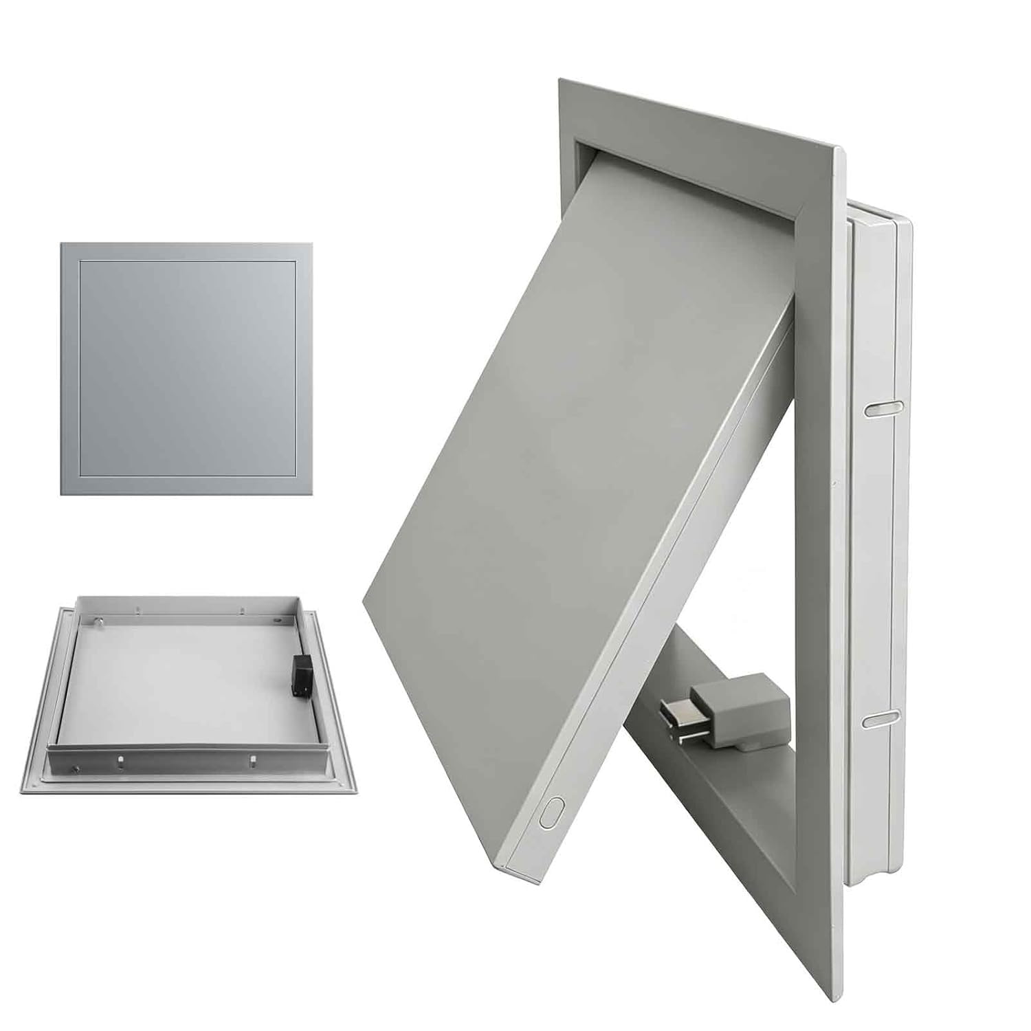 Trampilla de inspección metálica de 550x600mm para registrar cableados tras techos grises