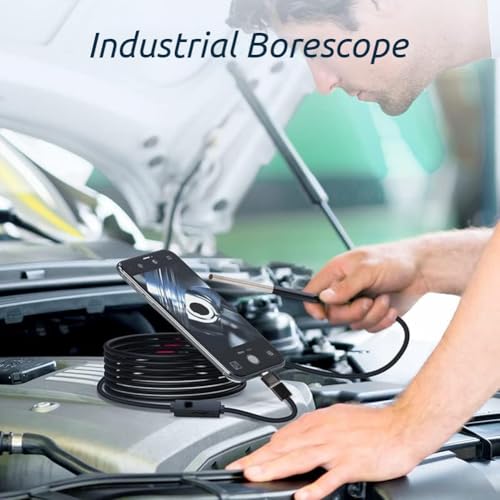 Borescopio Industrial 3 en 1 Sunicon Sunicong2ohgts351-11 con cable flexible de 1.5m, cámara IP67 HD 1280x720 con 6 luces LED, compatible con USB, Tipo C y Micro USB miniatura 2