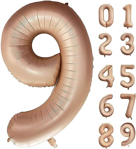 Image of Atpata Funky #9 Elegant Caramel Colour JUMBO 40 INCH Number Balloons Set | 0 to 9 Digit Shapes | Decorative Balloons for Milestones & Celebrations