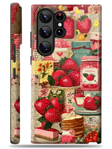 Coque Samsung S22 Ultra fraise vibrante antichoc double couche protection robuste