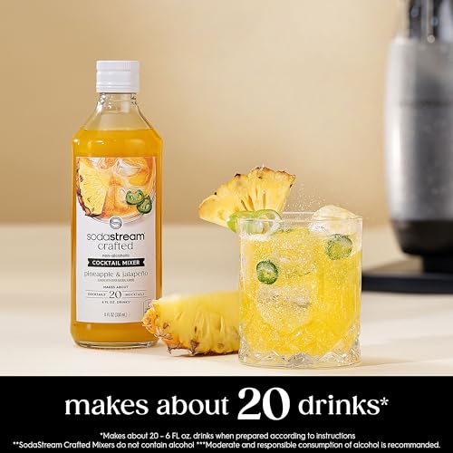 Image of SodaStream Crafted Cocktail Mixers: Pineapple Jalapeno Flavor, Non-alcoholic mixers expertly crafted for sparkling cocktails & mocktails, 11.1 FL OZ (Pack of 3)