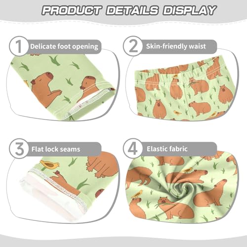 Girls Basic Leggings Baby Girls Pants Capybara Soft Footless Stretchy Tights Pants 4-10Y3