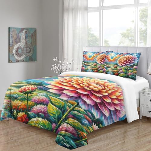 Housse de couette fermeture éclair cachée microfibre 260x220cm Dahlia - 5