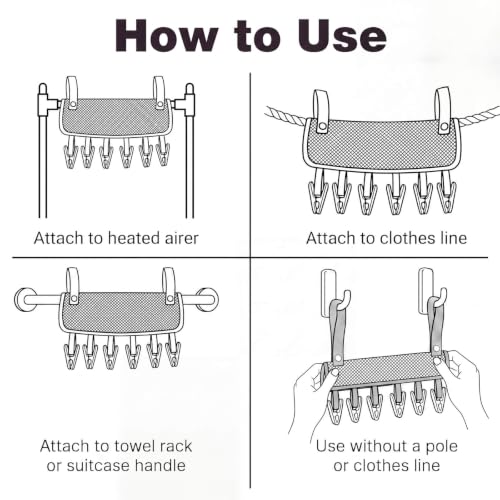 Travel Clothes Drying Hanger for Heated Clothes Airer & Clothes Drying Rack Clothesline, Foldable Portable Mesh Drying Rack with 6 Clips for Sock Underwear Bra Towel Home Cruise Outdoor 2 Pack - image 7