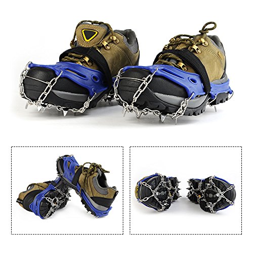 Crampon, Andoer 19 dentes Crampons de aço inoxidável Correia de náilon para calçados antiderrapantes