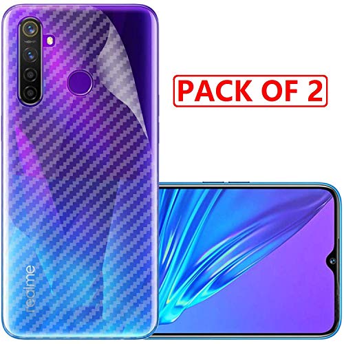 Image of Compatible with (Pack of 2) Oppo Realme 5 Pro Back Screen Protective Film Carbon Fiber Skin Transparent Screen Guard Sticker