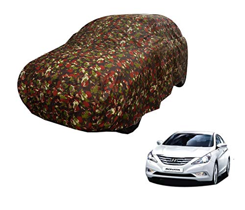 Image of Auto Hub Car Cover Compatible with Hyundai Sonata with Weather Proof, Triple Stitched, Sonata Car Cover Jungle Look