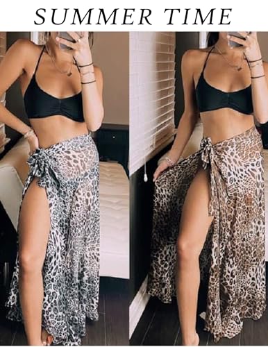 Image of Ekouaer Women Sarong Swimsuit Coverups Chiffon Long Bikini Wraps Sheer Beach Bathing Suit Cover Up