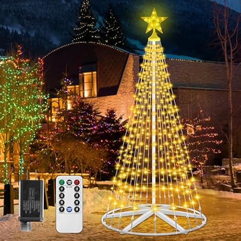 9.5ft 572 LED Christmas Tree Lights, Outdoor Christmas Cone Tree with 8 Modes Timer Remote Waterproof, Christmas Tree Lightshow for Indoor Outside Yard Porch Xmas Decorations, Warm White Cover