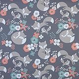 Kt KILOtela - Digital bedruckter Leinwandstoff, Bio-Baumwolle, Dekoration, Tafel, Kissen, Gardinen, Tagesdecken, Tischdecken, Breite 280 cm - Länge wählbar 50 in 50 cm, Füchse, Grau, Rosa