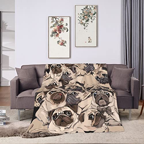 Athjunss THROW-502092485-BLANKET Pug Dog Throw Blanket Soft Cozy Plush Warm Fleece Blanket For Sofa Couch Bed 60 Inchx50 Inch thumb #1