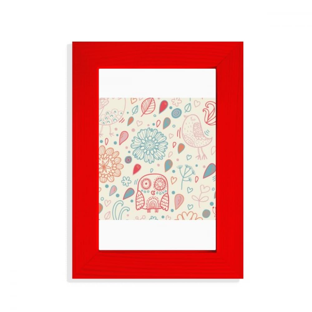 Cadre photo chouette artisanale fleur rouge aux finitions soignées